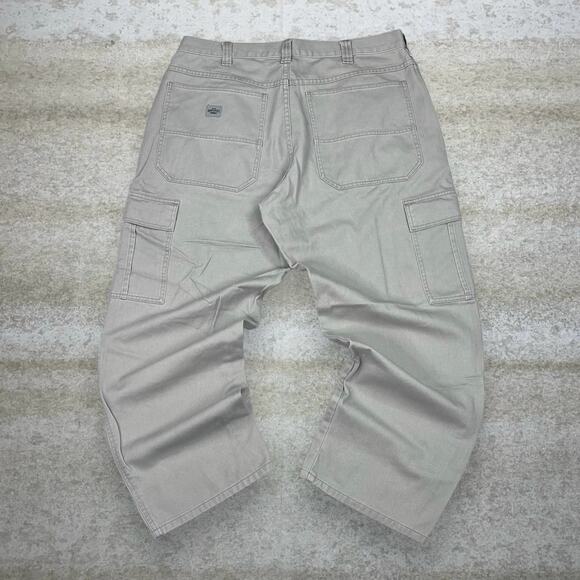 Lee Other - Vintage Y2K Lee Dungaree Cargo Pants 38x30  Baggy Wide Leg Fit Light Tan Cotton